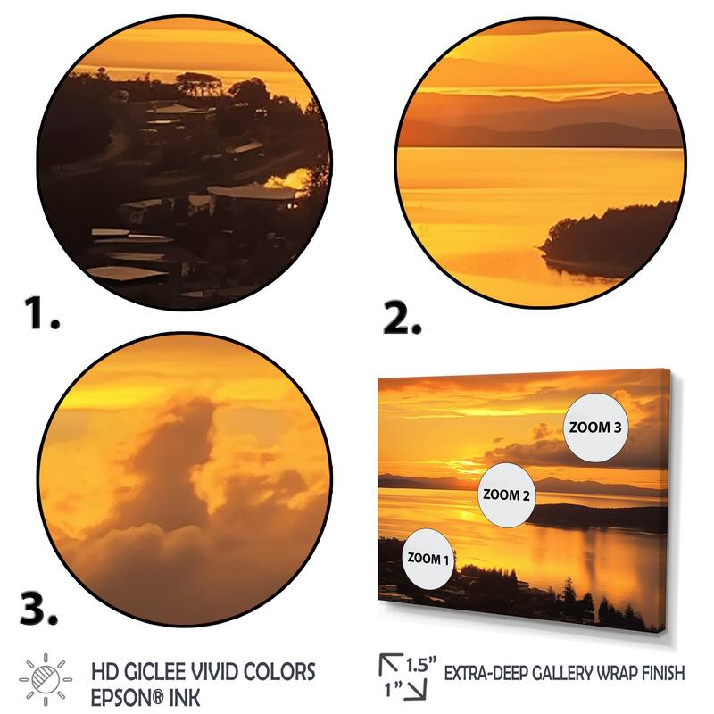 Designart "Golden Sunrise Over Lake Taupo In New Zealand" Lake Canvas